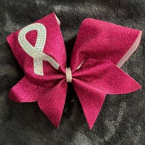 hot pink glitter vinyl cheer bow